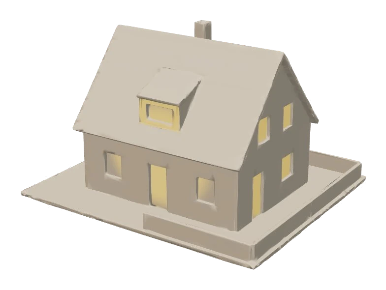 Architekturmodell eines Einfamilienhauses aus Karton